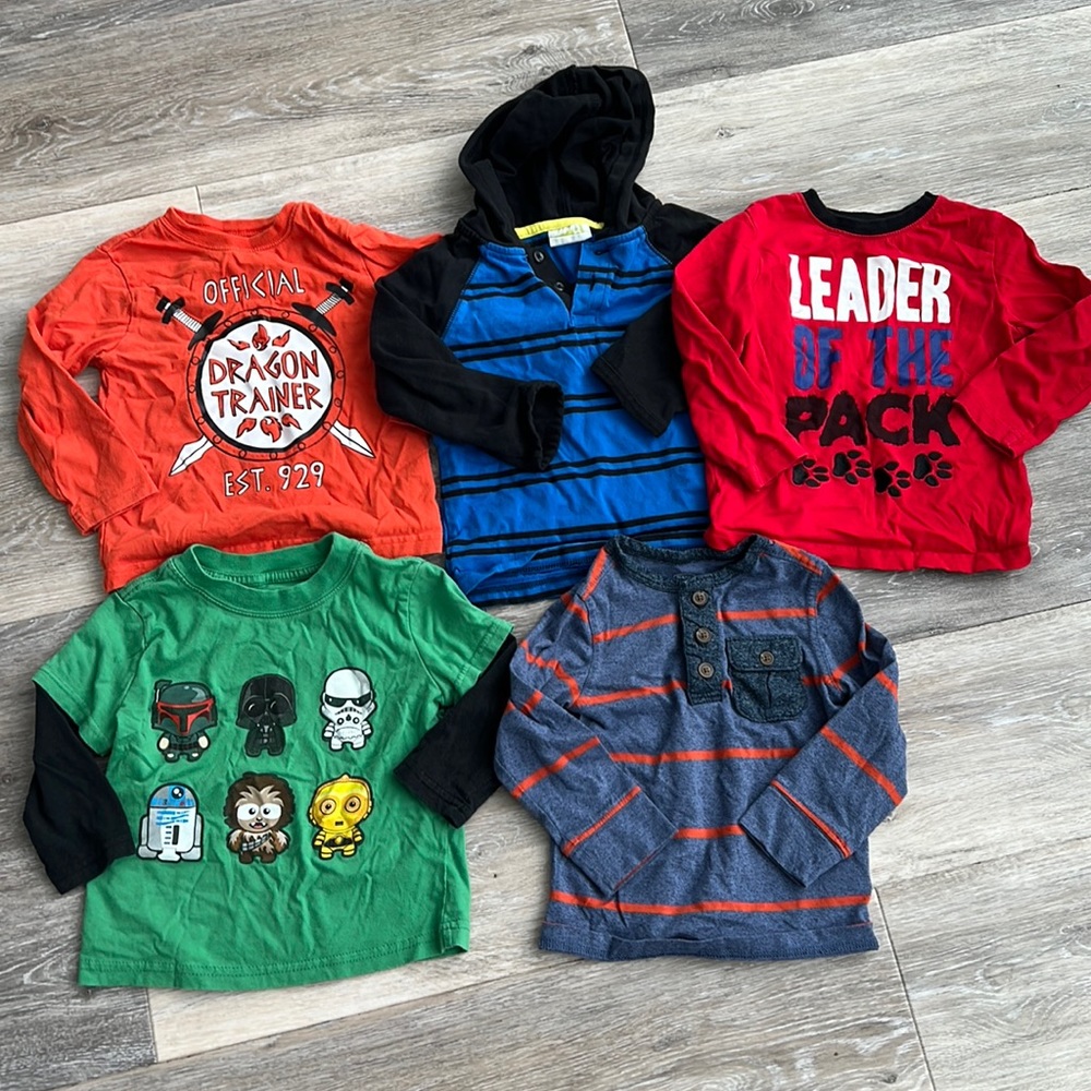 Lot of 5 boys long sleeve shirts size 2/2T